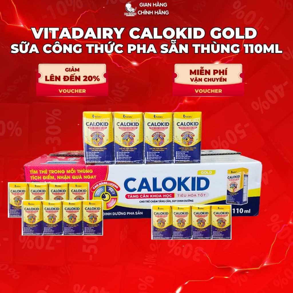 Vitadairy Calokid Gold sữa công thức pha sẵn thùng 110ml