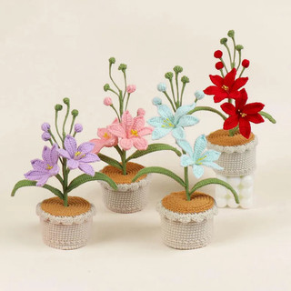 Chậu Hoa Lan Len Handmade – Hoa Lan Bằng Len Trang Trí Để Bàn, Quà Tặng Ý Nghĩa
