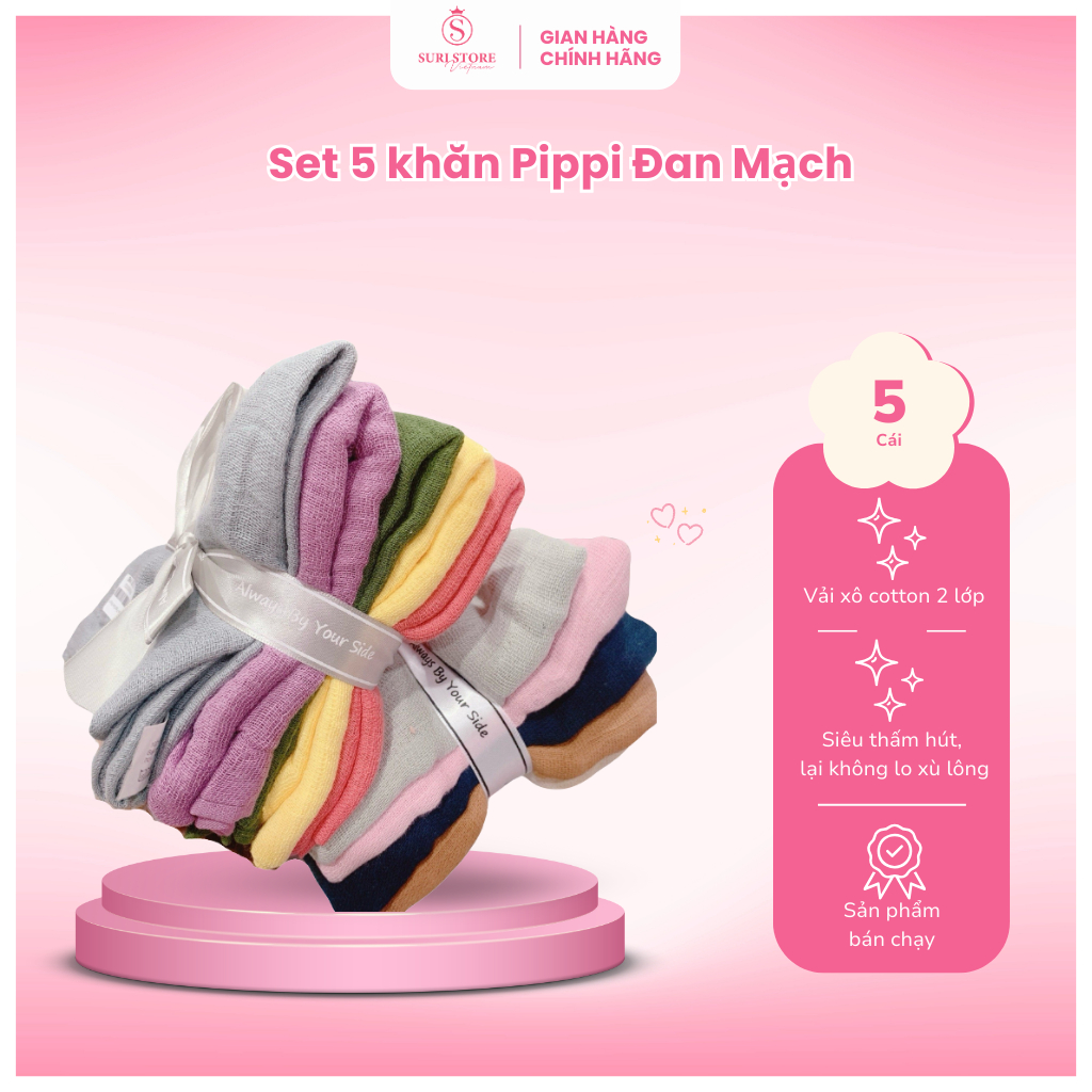 Set 5 khăn Pippi Đan Mạch