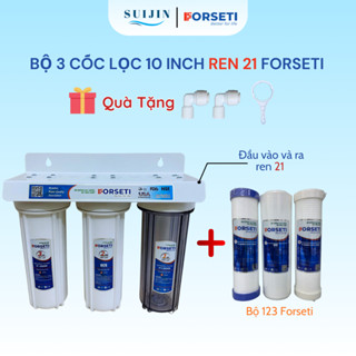  Bộ 3 Cốc Lọc Đầu Nguồn Trắng 10inch Forseti Lắp Sẵn Gồm Phân Loại FULL Kèm Lõi Và Phân Loại Cốc Không Lõi 
