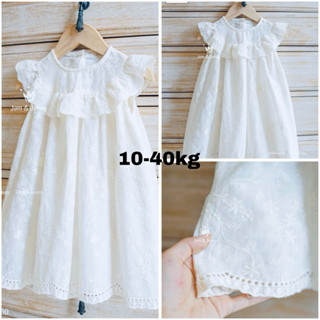 💯Must have💯Đầm trắng thêu style Hàn Quốc cổ bèo,tay tiên sang trọng cho bé gái dự tiệc, đi học, đi chơi 12-42kg Lily