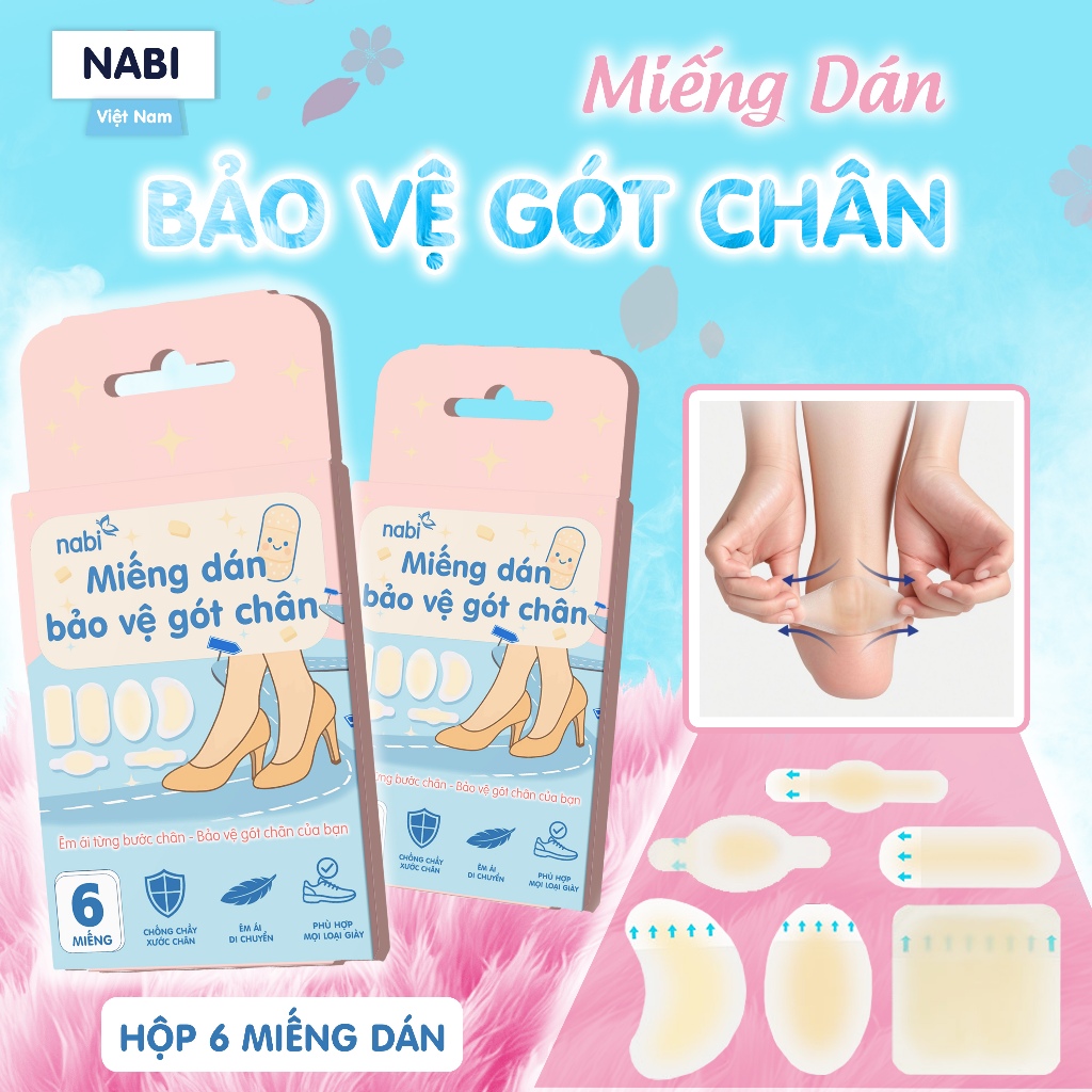 Hộp 5 Miếng Dán Gót Chân NABI Chống Trầy Xước, Êm Ái Khi Mang Giày