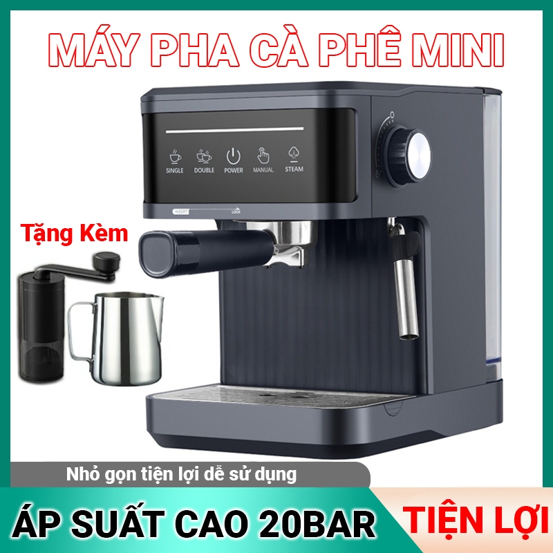Máy pha cà phê Espresso tự động, áp suất 20 bar, tạo bọt kem sữa siêu mịn, máy pha cafe mini