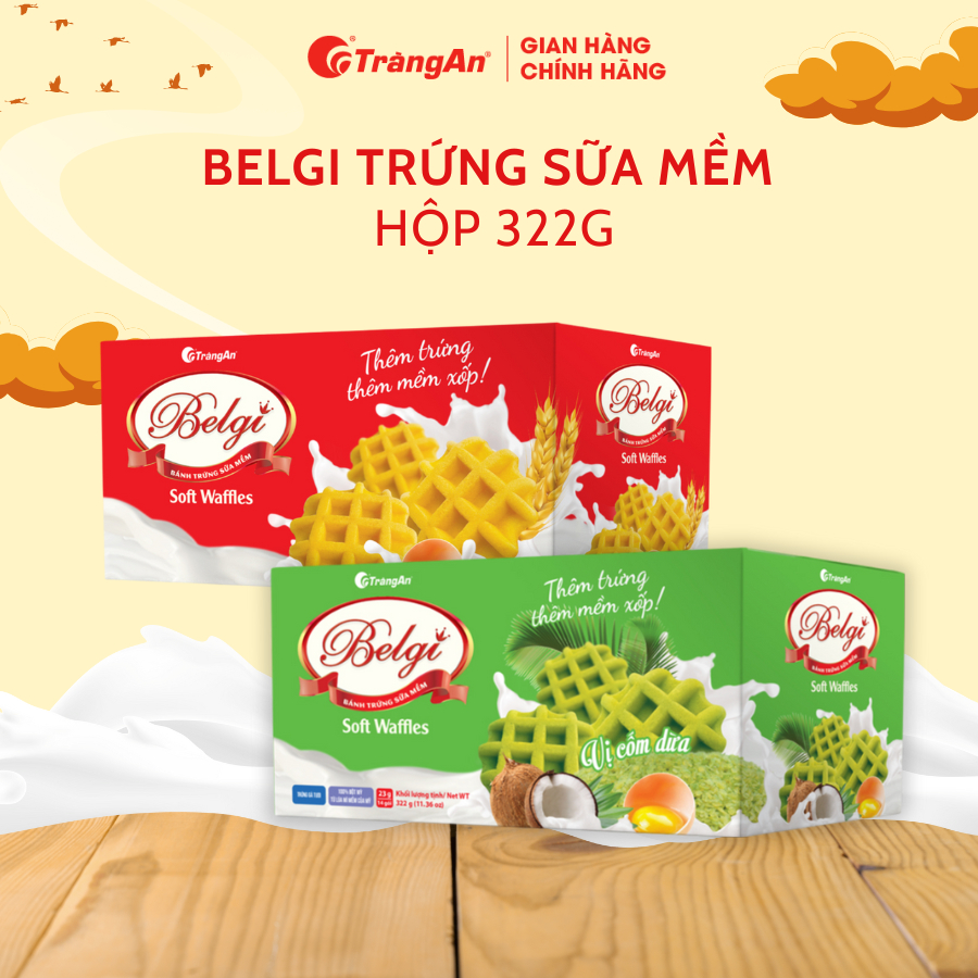 [QUÀ TẶNG KHÔNG BÁN] Bánh Belgi trứng sữa mềm các vị trọng lượng 322g (móp nhẹ)