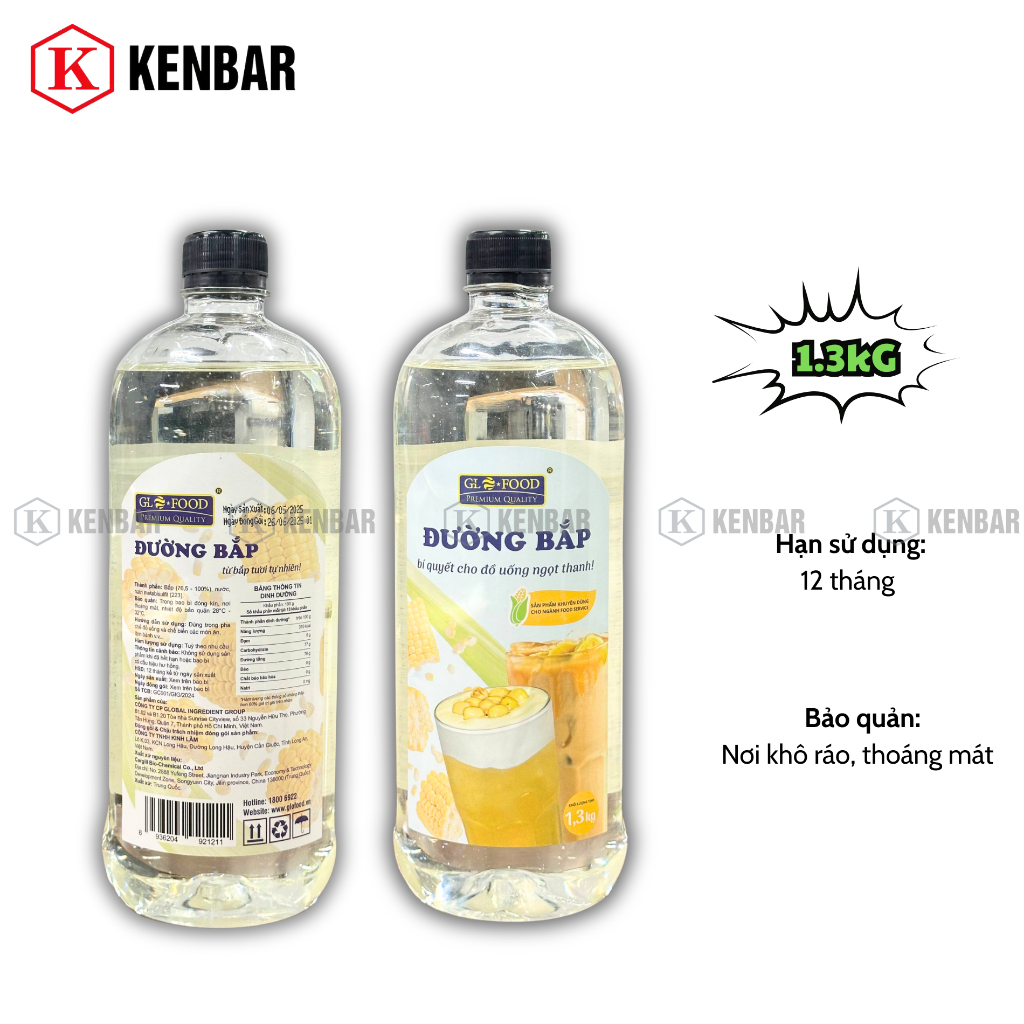 Nước Đường Bắp Chai 1.3KG - tạo vị ngọt dịu, thanh, dùng pha chế, nấu ăn, làm bánh