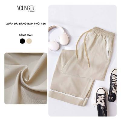 Quần dài nữ YOUNGER BY CARDINA vải thô gió dáng bom phối ren 	5YQDR20