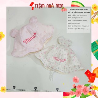   Tiệm Nhà Min  Mũ Thêu Tên  Mũ tai gấu vành tròn họa tiết ngọt ngào dễ thương cho bé gái  MUX-18  