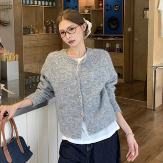 Áo Khoác Len Cardigan Kiểu Nữ Chi Tiết Cổ Tròn Dáng Basic Phong Cách Hàn Quốc Mùa Thu Đông Kimee - KA668