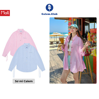 Áo sơ mi  COLORFUL BUTTON  Calem.Club Khoác Ngoài tay dài phối dây cột nơ thêu Calem