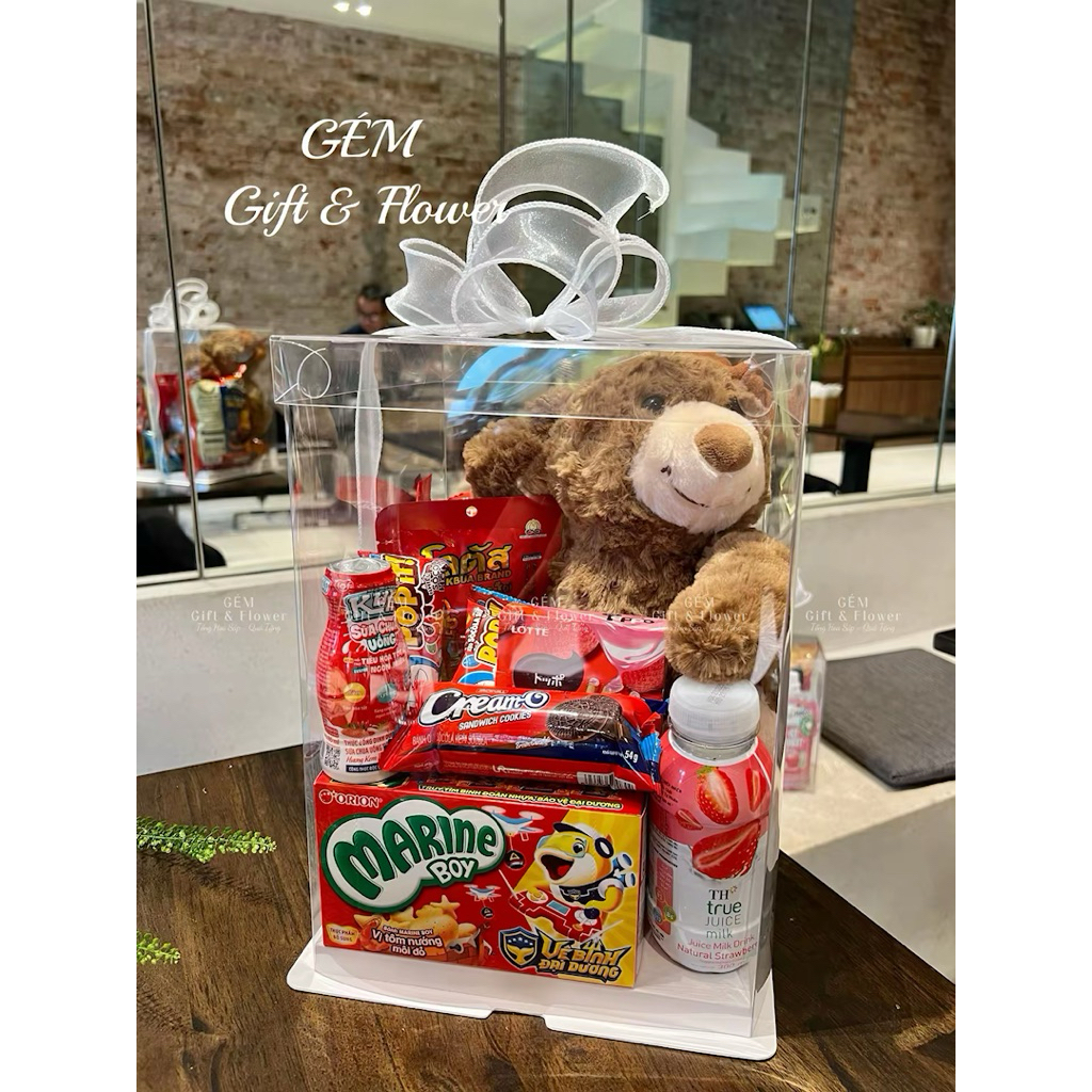 [Hoả Tốc] Box quà tặng gấu bông bánh kẹo - quà tặng Bé Yêu.