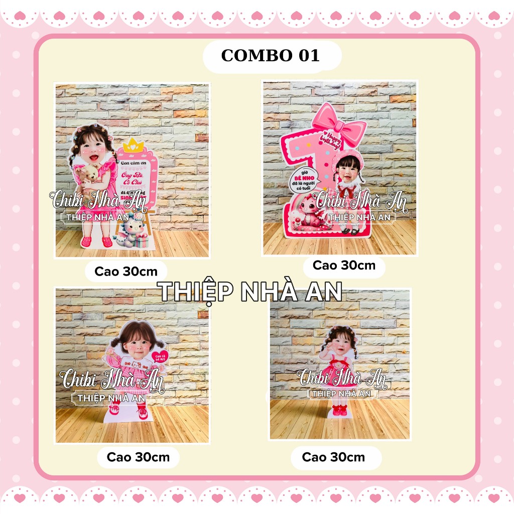 COMBO CHIBI TRANG TRÍ SINH NHẬT Bé Trai, Bé Gái – Hàng Đẹp, Có Chân Đế Đứng.