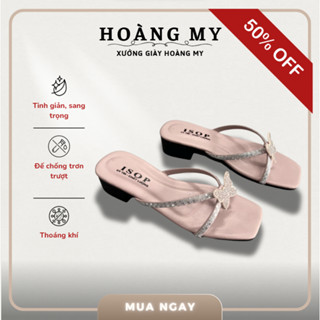 Dép kẹp xoàn nữ 3 phân đế cao su đúc nguyên khối chống trơn trượt, sang trọng êm chân | Giày Dép Hoàng My