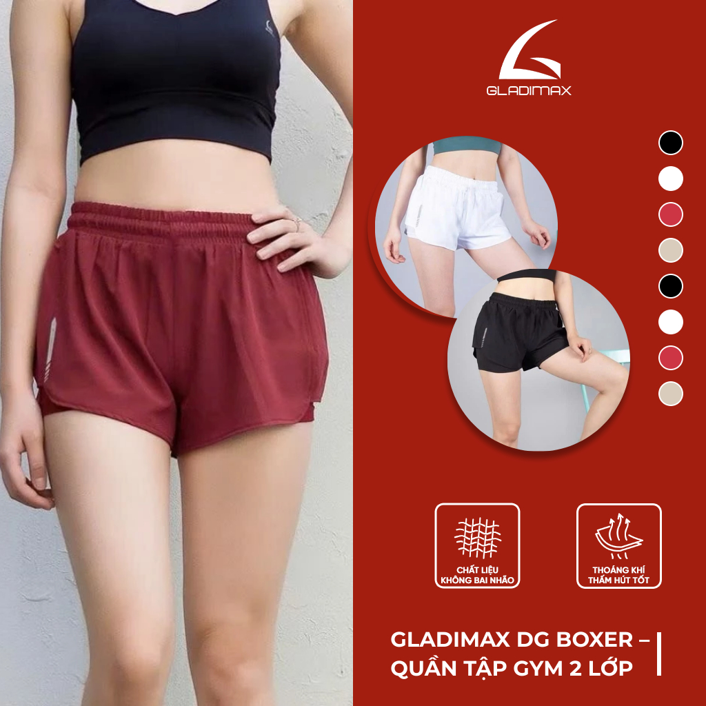 Quần Thể Thao DG Boxer Thời Trang Hottrend Gladimax, Quần Đùi In Phản Quang Cao Cấp 2 Lớp Thoáng Mát