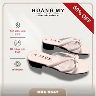  Dép cao gót nữ A5 gót vuông cao 3p quai vát sang trọng guốc nữ đế chắc chắn thời trang  | Giày Dép Hoàng My 