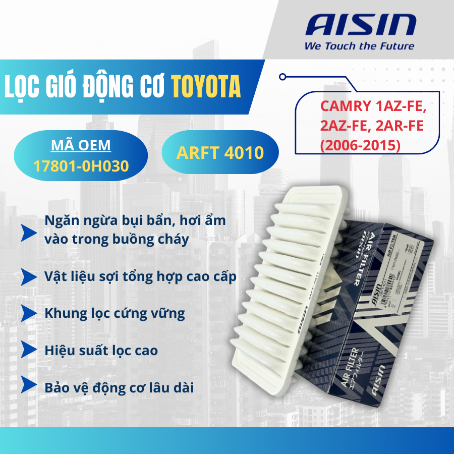 Lọc gió động cơ cho xe Toyota - CAMRY máy 1AZFE, 2AZFE, 2ARFE đời 2006>2015 mã 17801-0H030 thương hi