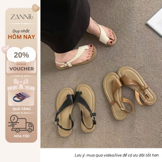 Dép Sandal Nữ Xỏ Ngón Quai Hậu Da Microfiber Mềm Đế Bệt 1.5cm Phong Cách Hàn Quốc
