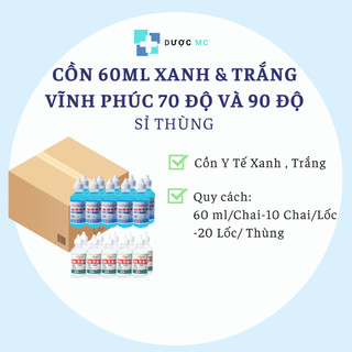 [SỈ THÙNG 200 CHAI] Cồn 60ml Vĩnh Phúc Xanh, Trắng 70 độ, 90 độ