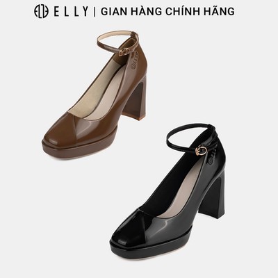 Giày cao gót nữ ELLY EG288 mũi vuông da bóng đế trụ sang trọng