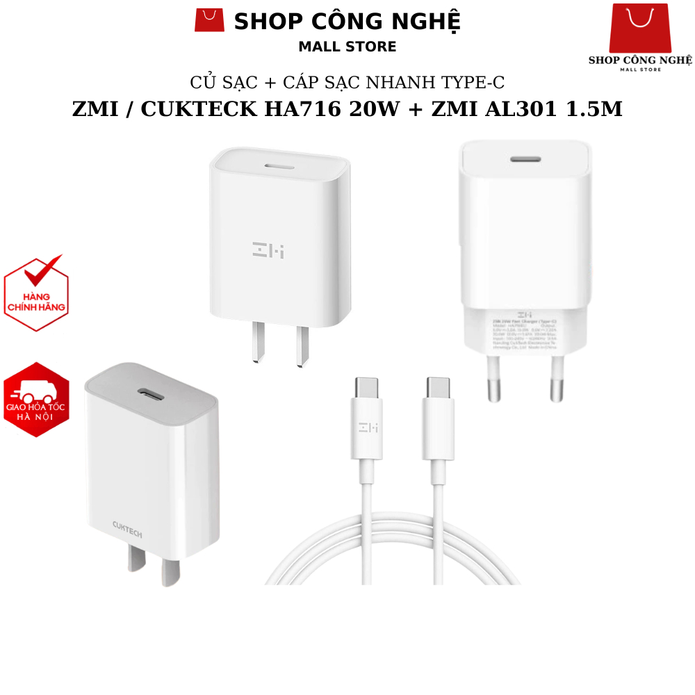 Cáp sạc Type C sang Type C ZMI AL301 1.5M sạc nhanh 3A, Cáp sạc Zmi AL870C AL871 AL873K Củ sạc HA716