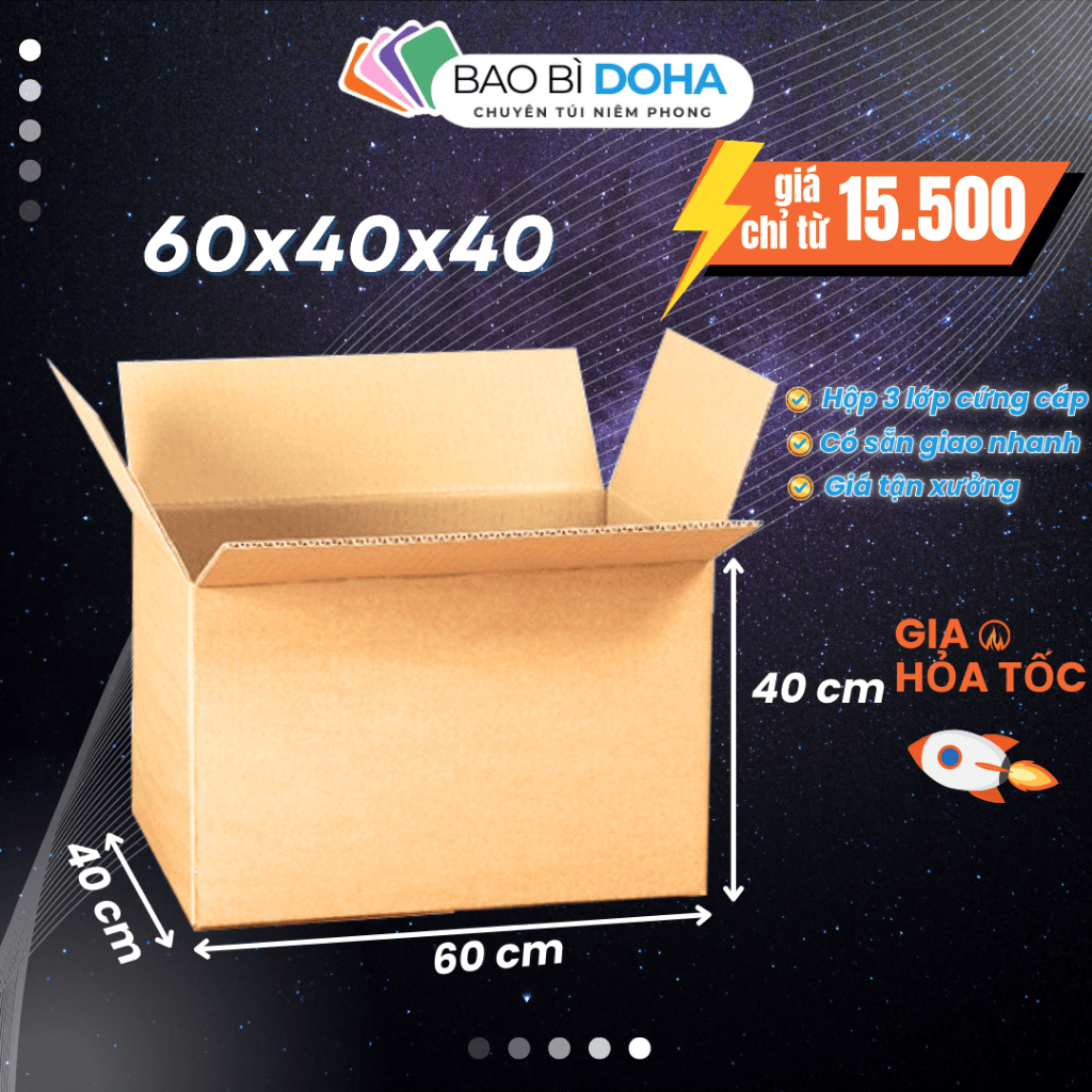 60x40x40, 40x30x20 Thùng Carton Chuyển Nhà Đóng Hàng To Cồng Kềnh Hàng Hóa Cứng Cáp - BAO BÌ DOHA