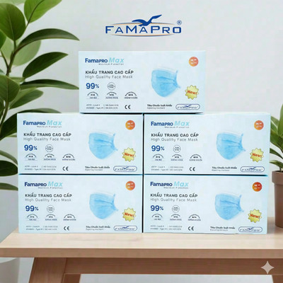 [COMBO 5 HỘP] Max Khẩu trang y tế cao cấp  4 lớp Famapro hộp 40 cái