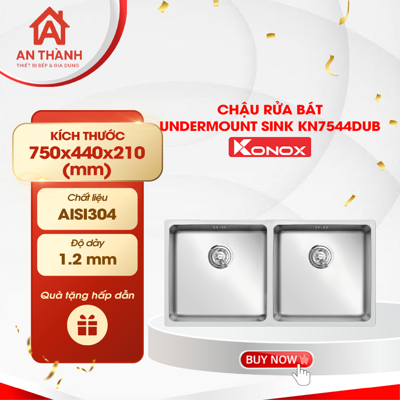 Chậu rửa bát Konox Undermount Series KN7544DUB - Chậu âm đá inox Konox
