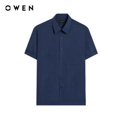 Owen - Áo sơ mi ngắn tay Body Fit AB258041NTR26 màu Xanh tím than chất liệu Poly Rayon