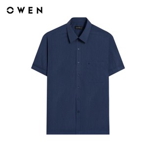  Owen - Áo sơ mi ngắn tay Body Fit AB258041NT màu Xanh tím than chất liệu Poly Rayon 