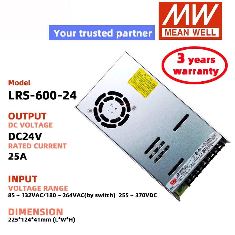 Meanwell LRS 600W - Nguồn Meawell 12V,24V - Đổi Nguồn 220v Sang 12v, 24v - 25A,50A - Công Suất 600W