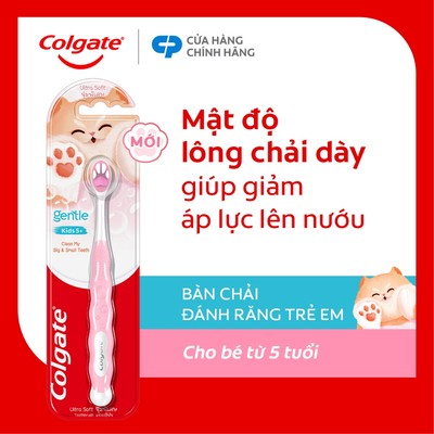 [HB Gift] Bàn chải Colgate cho bé 5+ tuổi Fluffy Paw họa tiết thú cưng đáng yêu, lông chải siêu mềm