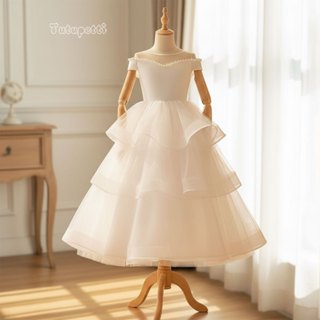 Đầm dạ hội tầng mây bồng bềnh ivory belle trắng ngà xòe phồng 3d cho bé gái dự tiệc Tutupetti