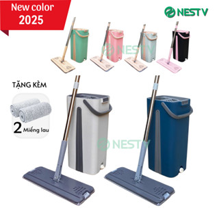 Bộ Cây Lau Nhà Tự Vắt Thông Minh MOPScratch HÌNH CHỮ NHẬT Tặng 2 Bông Lau Chổi Lau Nhà Tự Vắt Bộ Lau Nhà 360 Độ