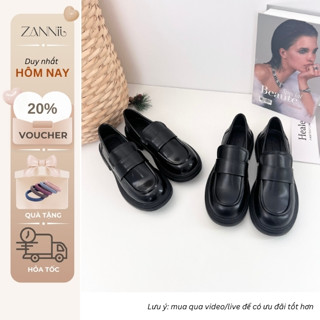 [BST] Giày Lười/ Loafer Nữ Da Mềm Băng Ngang Đế Cao Su 3cm Mũi Tròn Kiểu Dáng Basic Đi Học Đi Làm