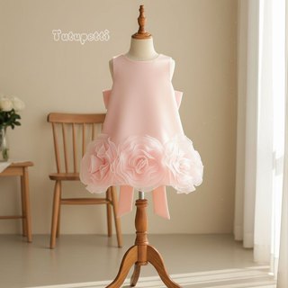 Đầm váy mùa hè cho bé gái Tutupetti thiết kế không tay hoa hồng lớn từ 1-10 tuổi