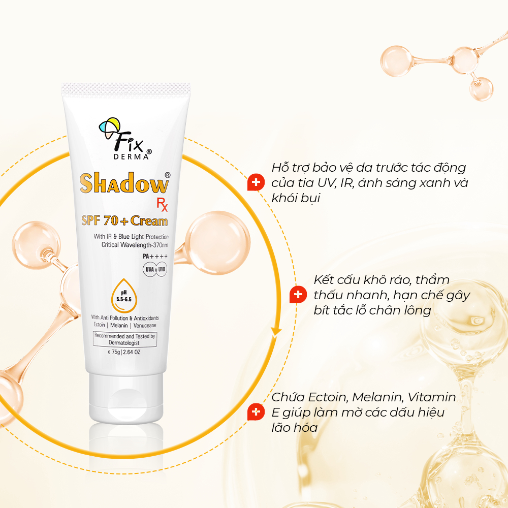 [FIXDERMA] Kem Chống Nắng Fixderma Shadow SPF 70+ Cream 75g Giúp Mờ Các Dấu Hiệu Lão Hóa - Hùng Lợi | BigBuy360 - bigbuy360.vn