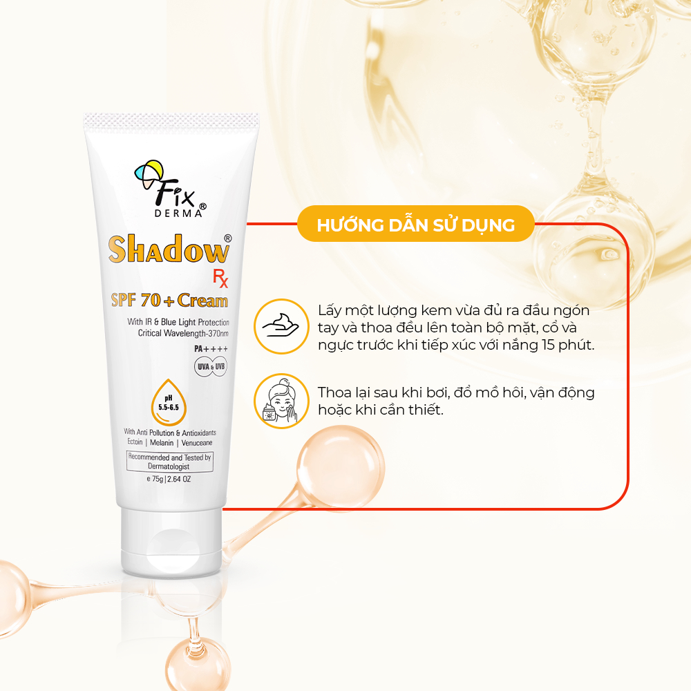 [FIXDERMA] Kem Chống Nắng Fixderma Shadow SPF 70+ Cream 75g Giúp Mờ Các Dấu Hiệu Lão Hóa - Hùng Lợi | BigBuy360 - bigbuy360.vn