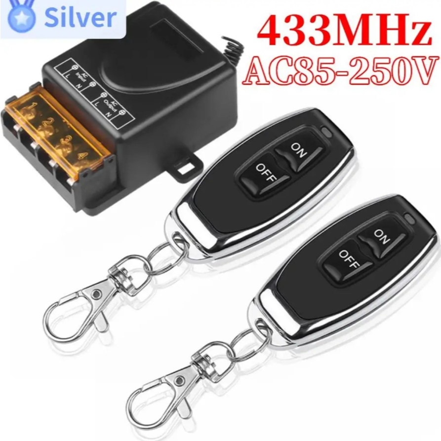 Bộ công tắc điều khiển từ xa RF 100m/ 220v/1500W đen - Dùng khiển máy rửa xe ,máy bơm nước...,sóng RF xuyên tường