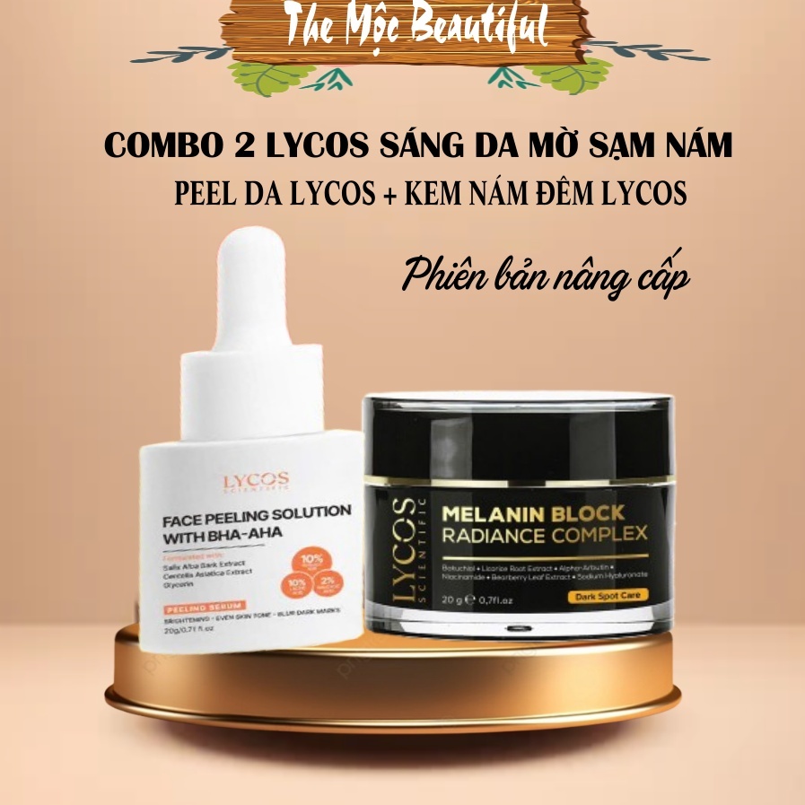 Combo Sáng Da Mờ Nám Lycos – Tinh Chất Peel + Kem Dưỡng Đêm Giảm Nám - phiên bản nâng cấp, mịn da