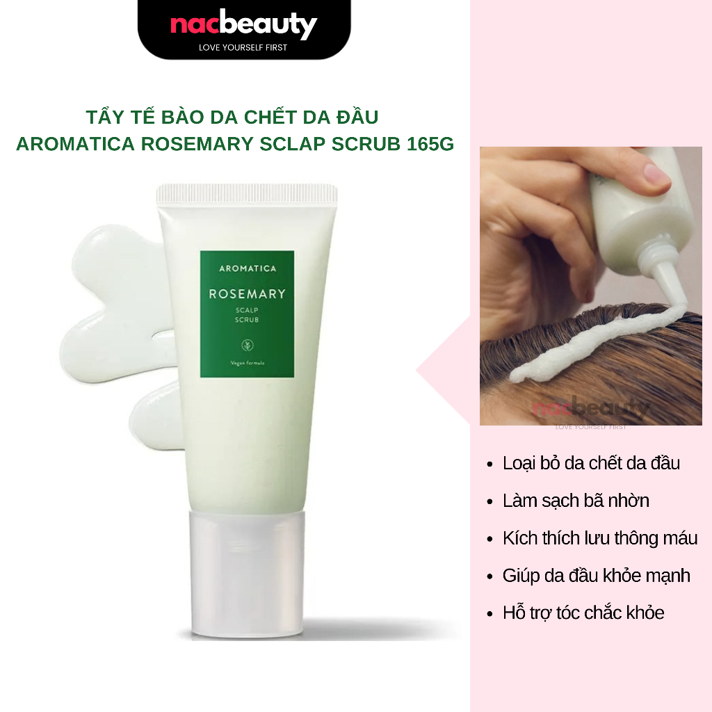 Tẩy tế bào da chết da đầu Aromatica Rosemary Sclap Scrub 165g - muối tẩy da chết - NAC beauty