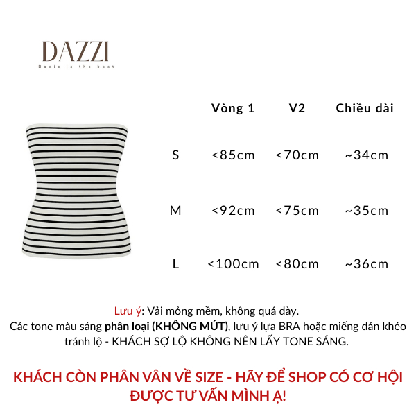 [KÈM MÚT] Áo ống kẻ sọc basic ôm body vải cotton mịn DAZZI Women A054 | BigBuy360 - bigbuy360.vn