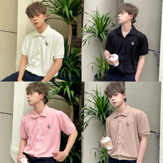   Mở Bán Tặng Cài Áo  Sơ Mi Boxy Dệt Kim Nam Nữ Unisex Thời Trang Thanh Lịch Trẻ Trung Sơ mi Tay Ngắn Mr Smile 99 SM150 