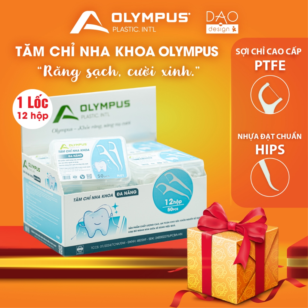 ( 12 Hộp  tặng 1 hộp 50c) Tăm chỉ nha khoa Olympus cao cấp | Hàng chính hãng | hàng Việt Nam loại 1