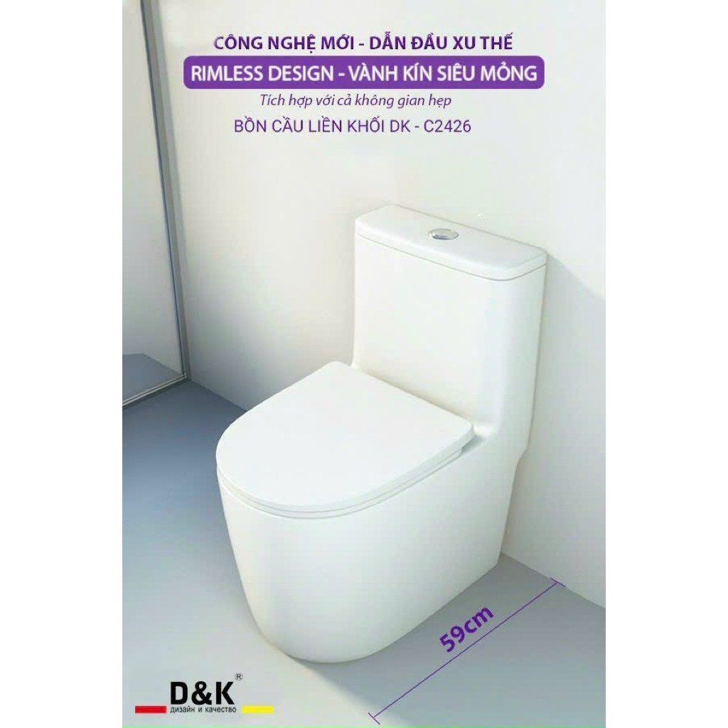 Bồn cầu liền khối phù hợp không gian nhỏ