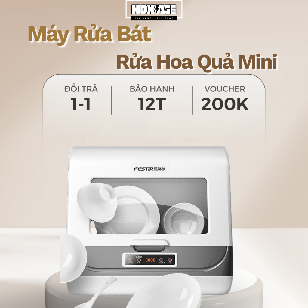 Máy Rửa Bát Mini 360° Gia Đình – Rửa Hoa Quả, Khử Khuẩn 99.9%, Tiết Kiệm Nước Điện, Nhỏ Gọn Thông Minh
