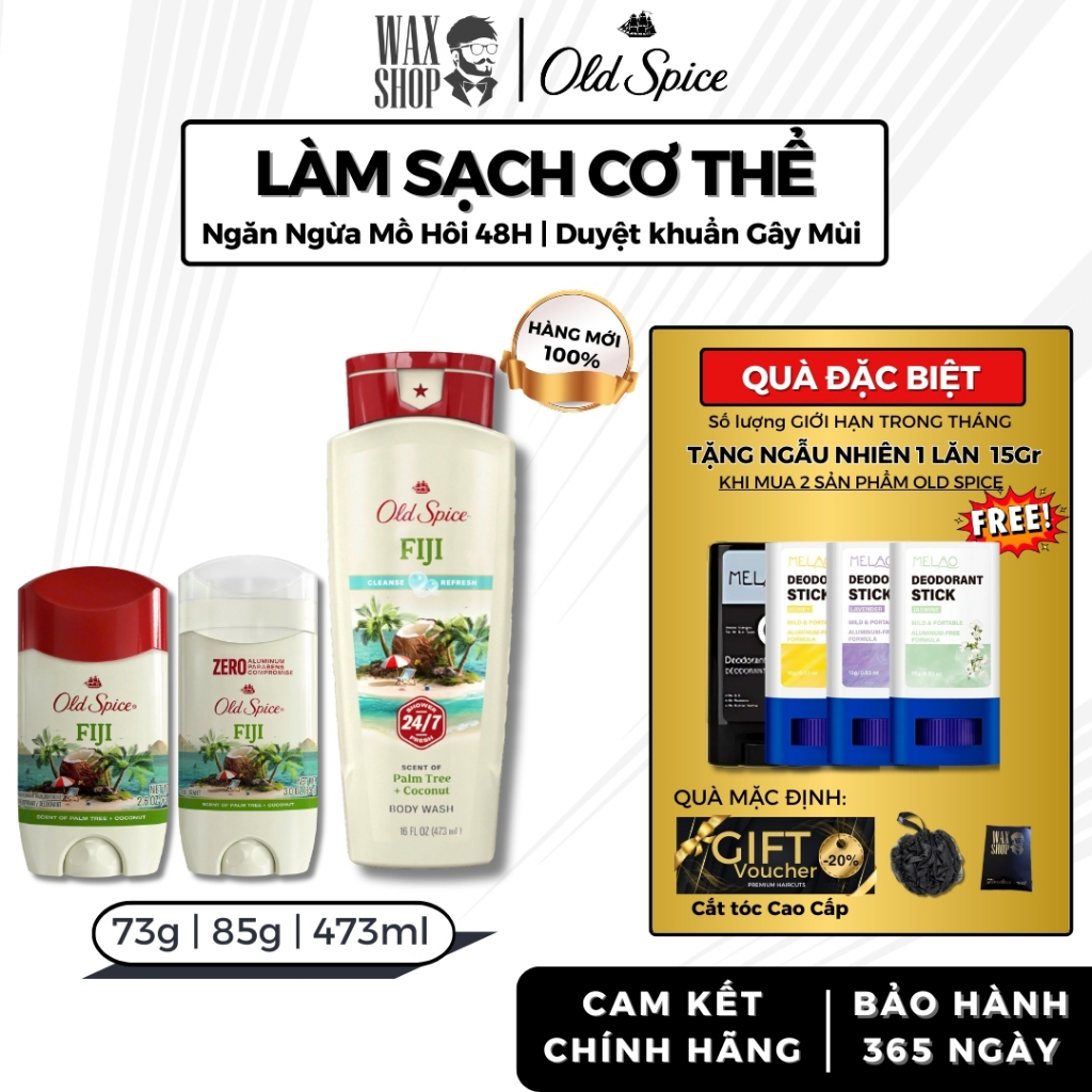 Lăn khử mùi, sữa tắm Old Spice Fiji 73g | 85g | 473ml chính hãng, lăn nách, sáp khử mùi