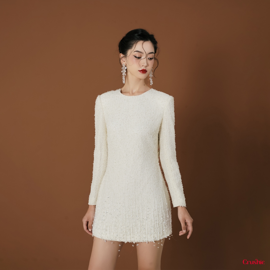 Váy đầm dự tiệc Crushie dáng A Tweed Kim sa hở lưng - độc quyền Crushie Emily Dress