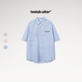 Áo Sơ Mi Tay Ngắn Kẻ Sọc Teelab Local Brand Unisex Form Oversize 3 Màu Xanh, Hồng, Xám SS052