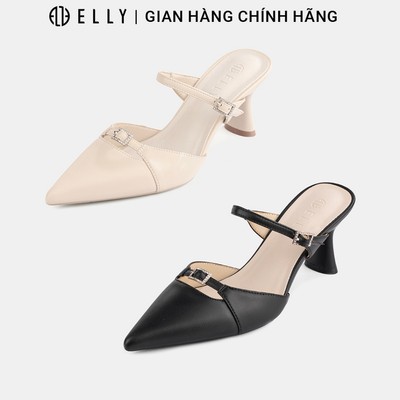 Giày sandal cao gót nữ ELLY EGM234 da microfiber mũi nhọn gót 6.5cm thanh lịch