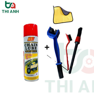 Combo Dưỡng Sên 3T Mỡ Bò Chain Lube Kèm Cọ Chà Sên , Bảo Vệ Sên Xe Máy Tặng Kèm Khăn