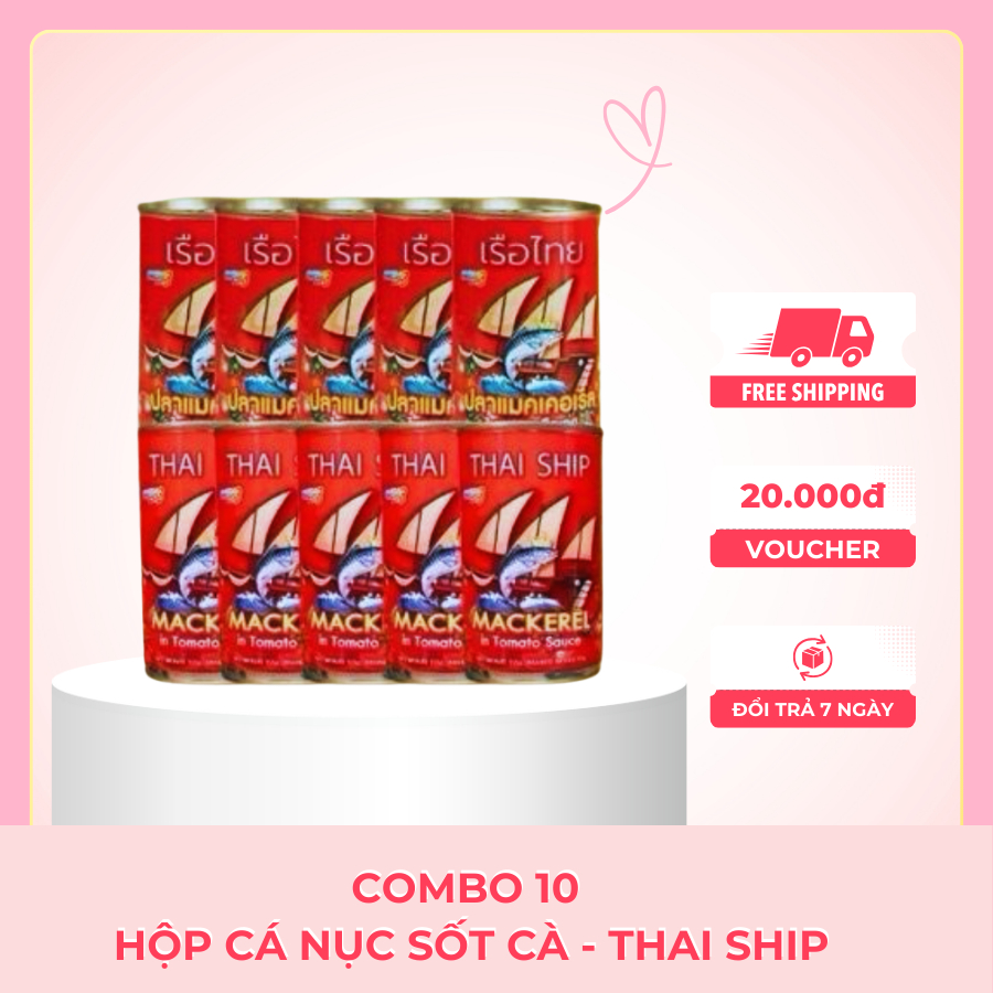 [Combo 10 Hộp] Cá Nục Sốt Cà THAISHIP Chính Hãng 155g – Cá Hộp Ăn Liền,Giàu Dinh Dưỡng, Tiện Lợi